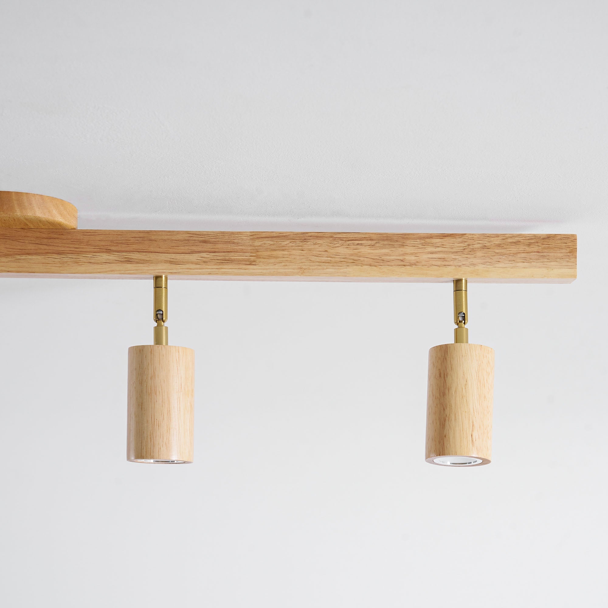 Ceiling Spotlight Fixture With Natural Wood Beam Lighting Lobby