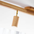 Ceiling Spotlight Fixture With Natural Wood Beam Lighting Lobby