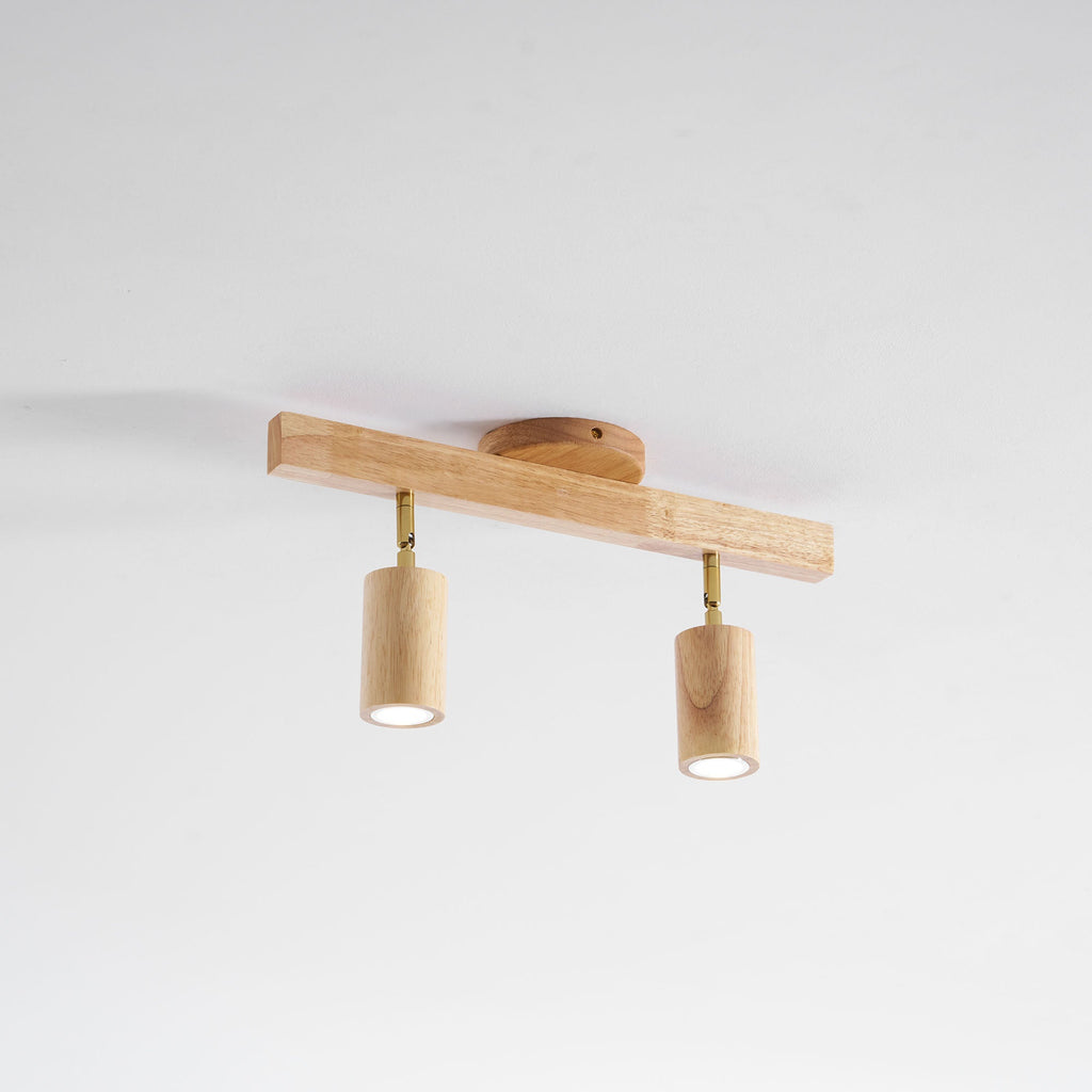 Ceiling Spotlight Fixture With Natural Wood Beam Lighting Lobby