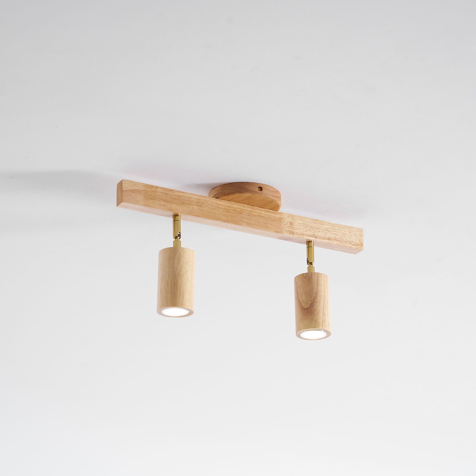 Ceiling Spotlight Fixture With Natural Wood Beam Lighting Lobby