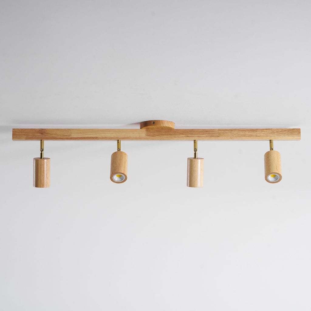 Ceiling Spotlight Fixture With Natural Wood Beam Lighting Lobby