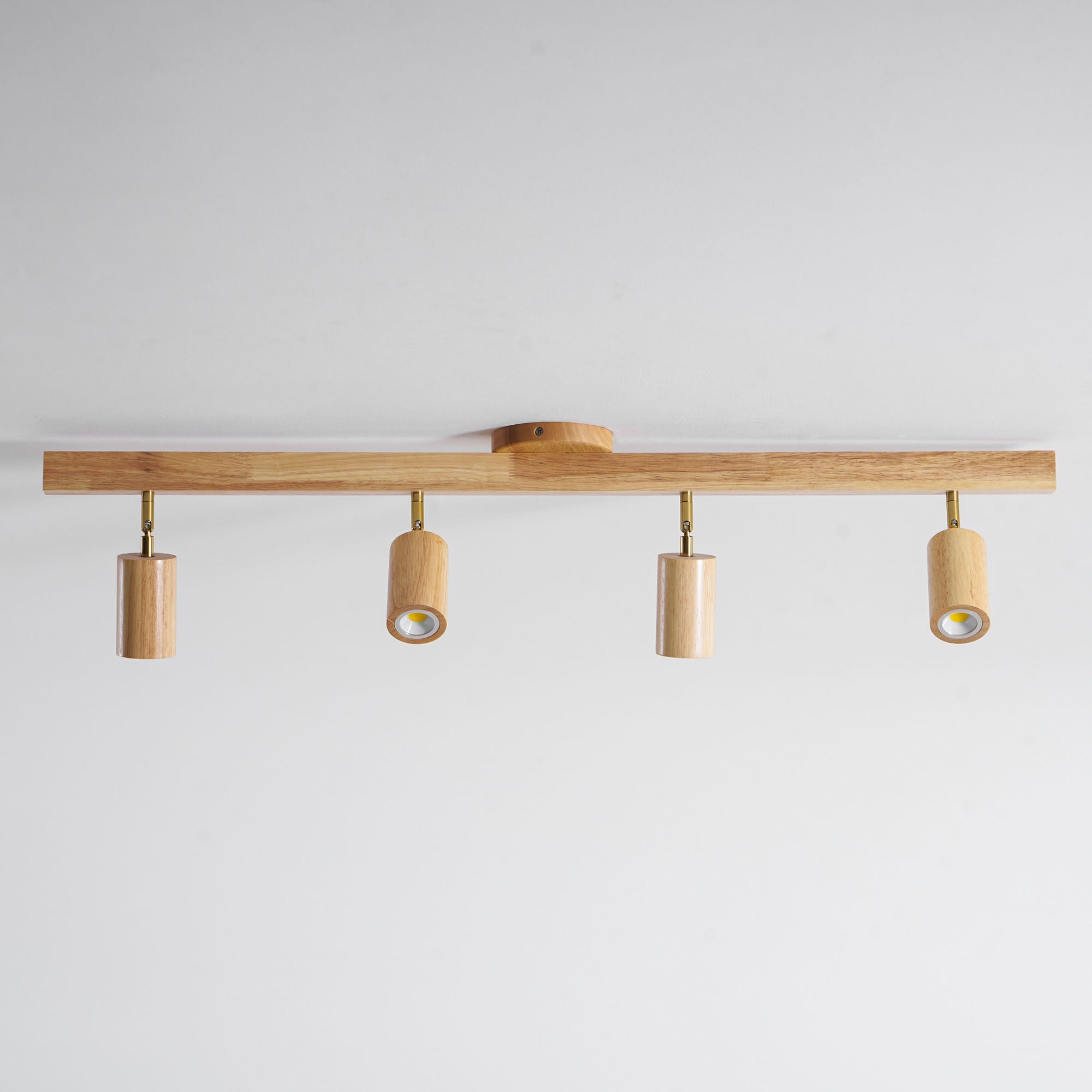 Ceiling Spotlight Fixture With Natural Wood Beam Lighting Lobby