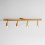 Ceiling Spotlight Fixture With Natural Wood Beam Lighting Lobby