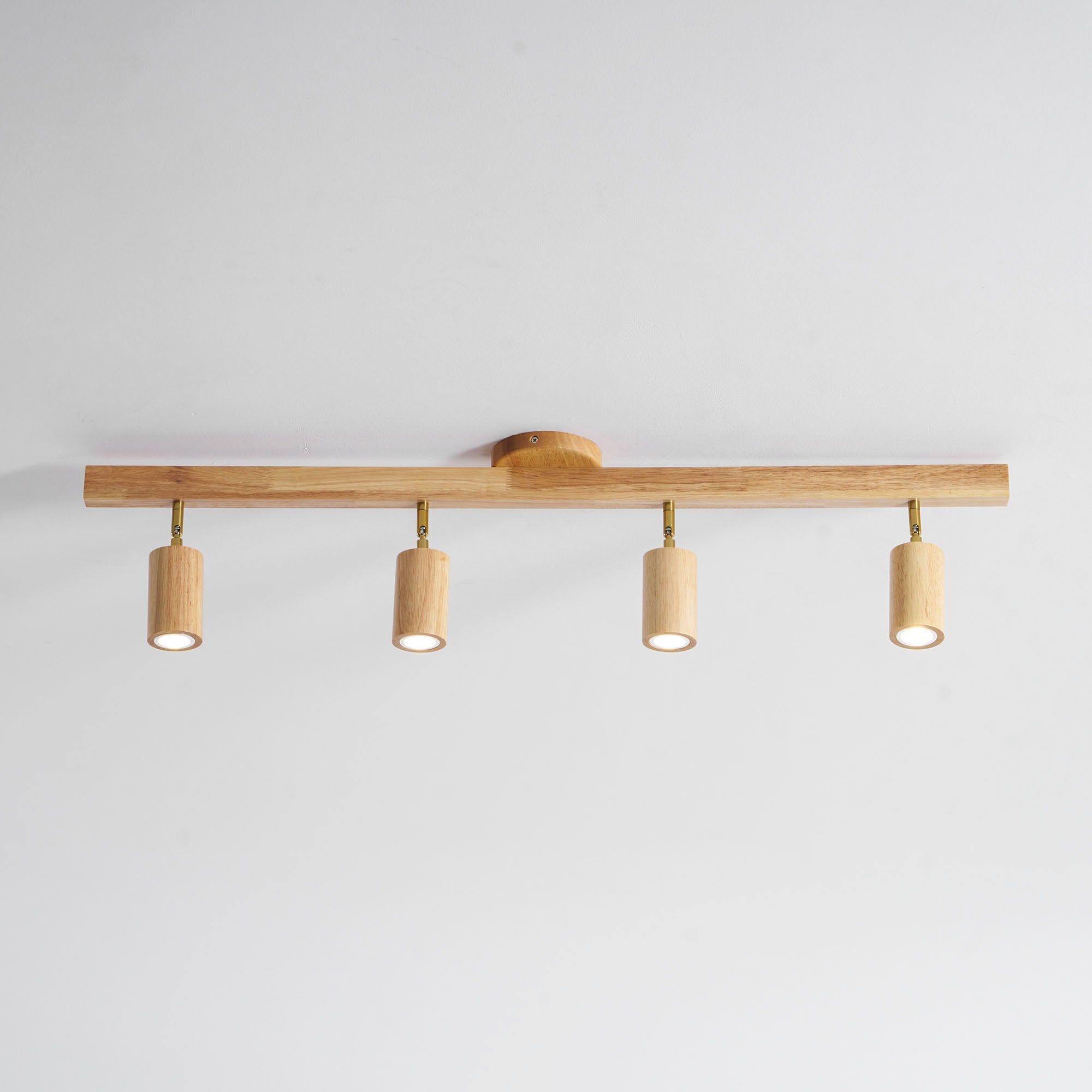 Ceiling Spotlight Fixture With Natural Wood Beam Lighting Lobby