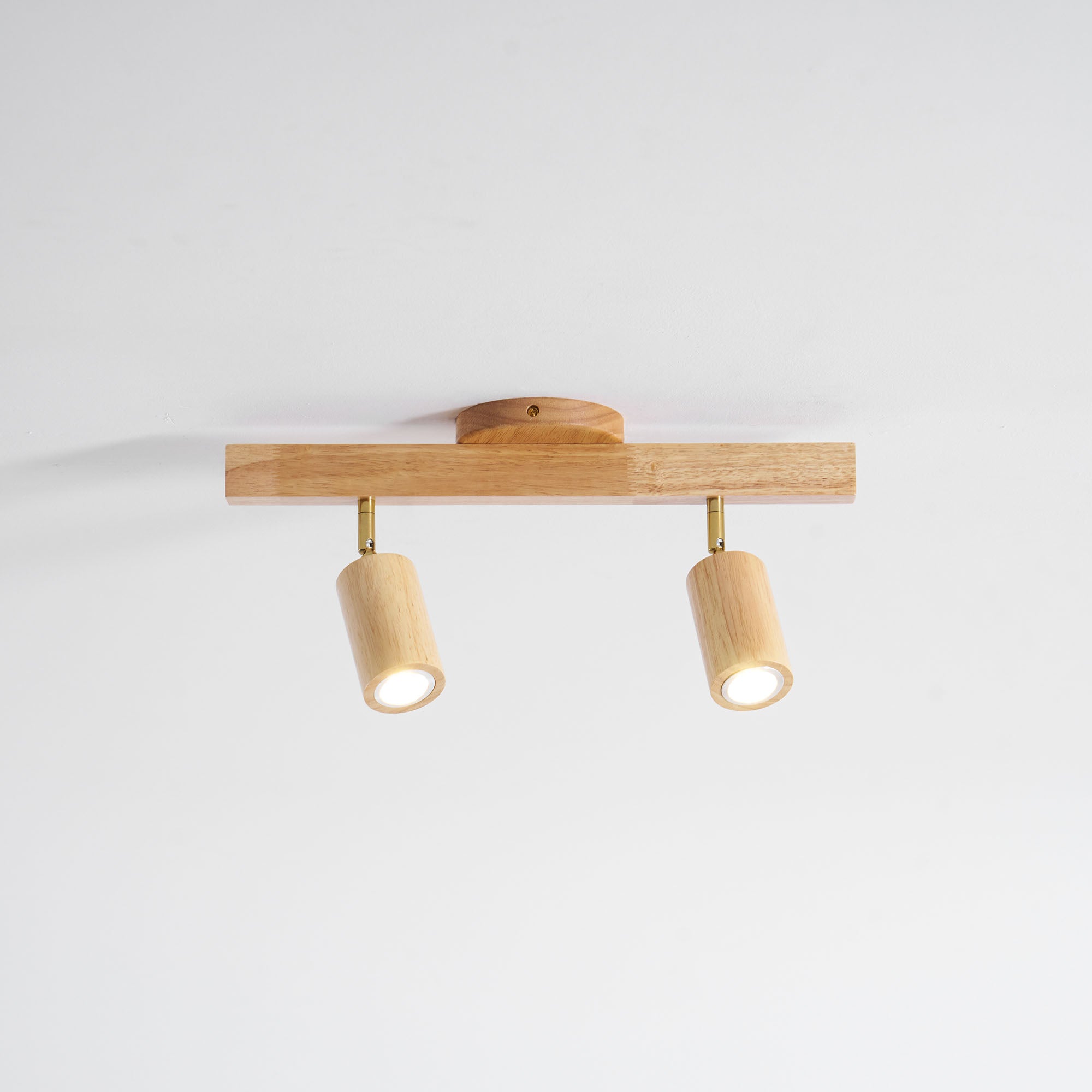 Ceiling Spotlight Fixture With Natural Wood Beam Lighting Lobby