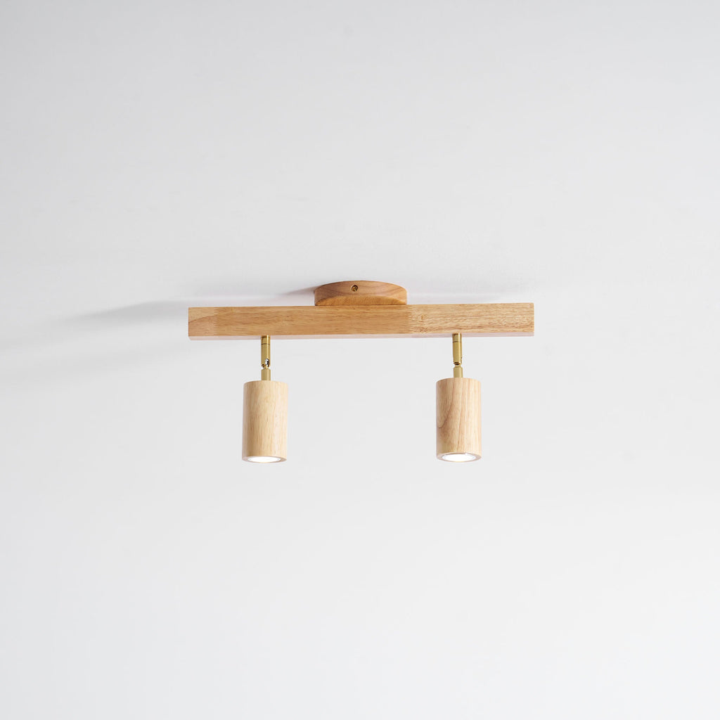 Ceiling Spotlight Fixture With Natural Wood Beam Lighting Lobby