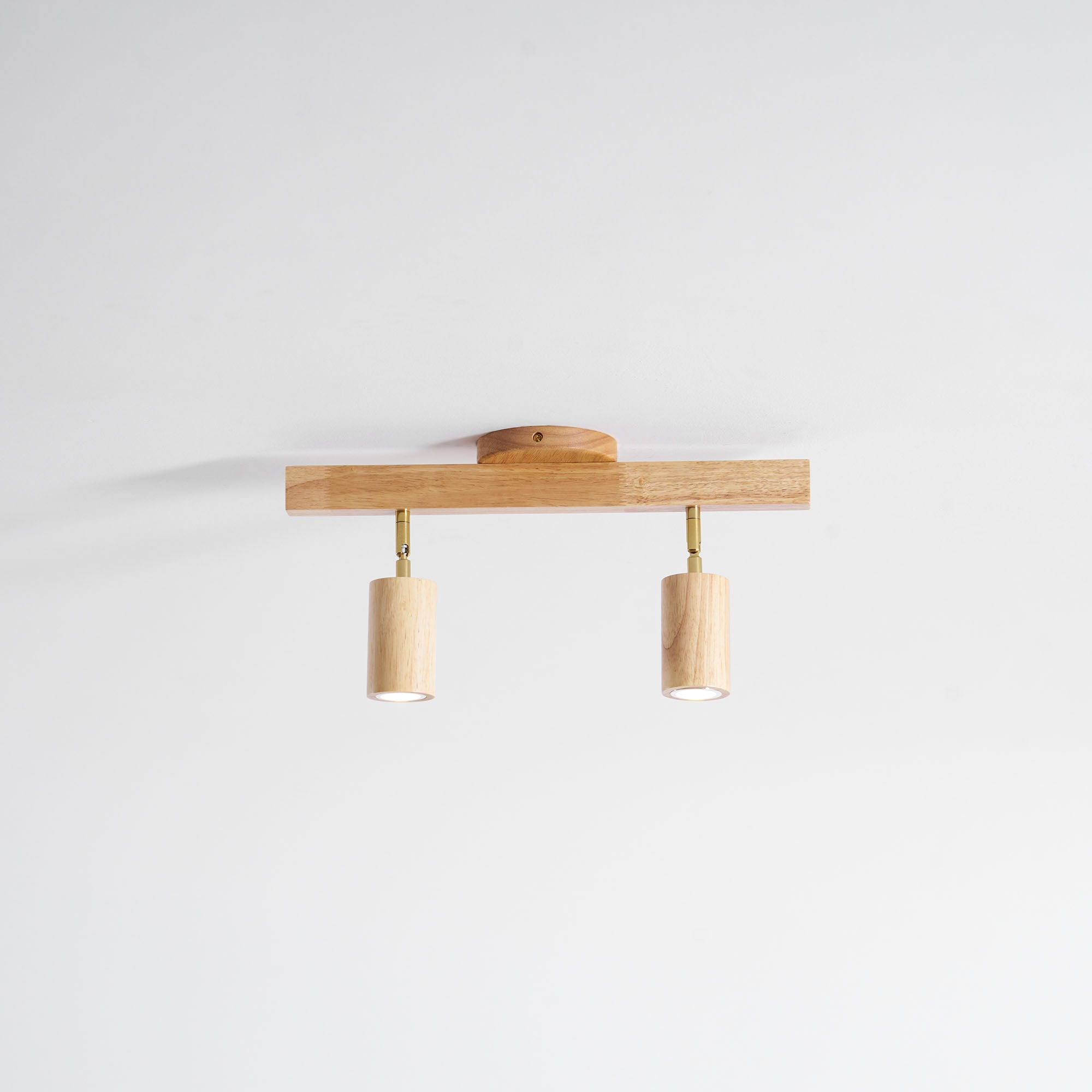 Ceiling Spotlight Fixture With Natural Wood Beam Lighting Lobby