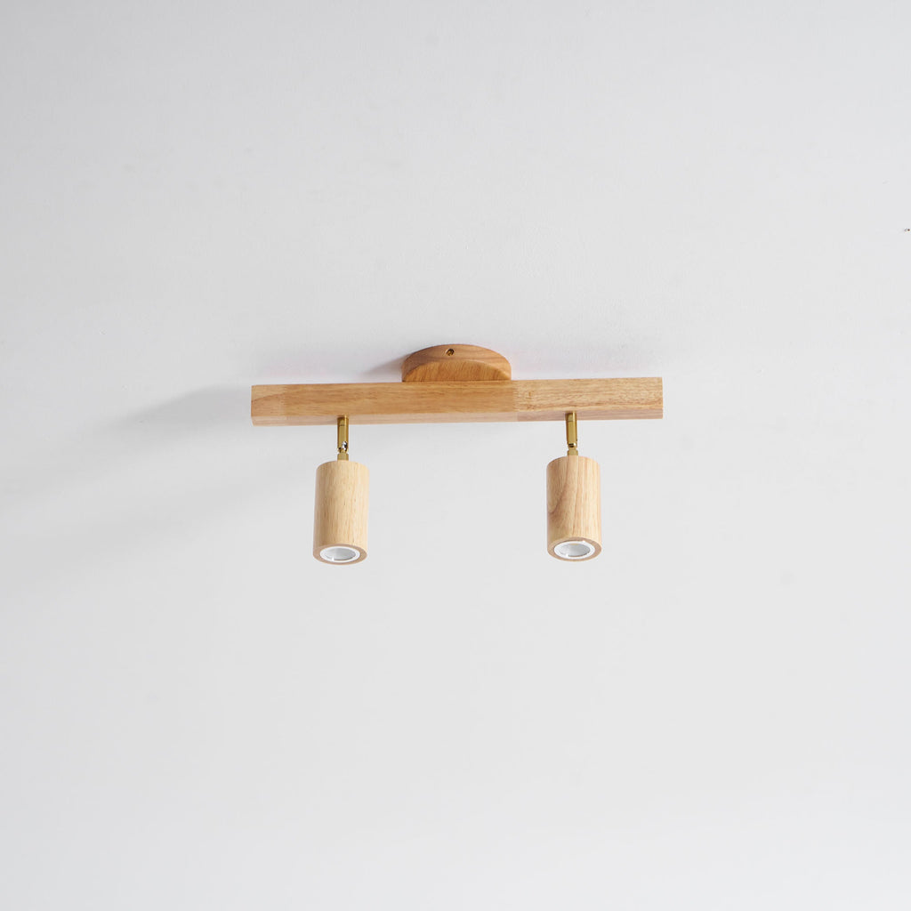 Ceiling Spotlight Fixture With Natural Wood Beam Lighting Lobby