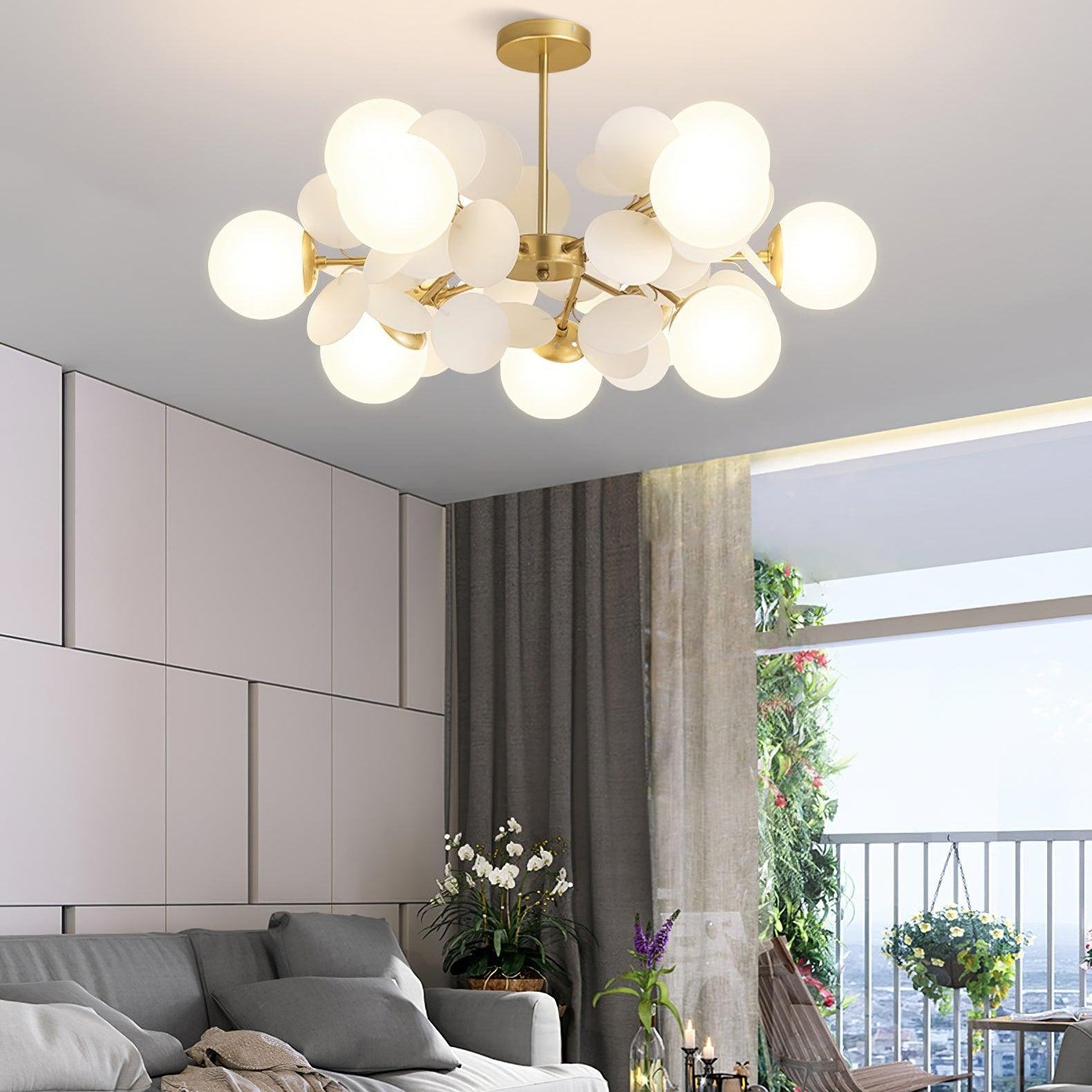 Ceiling Suspension Light In Off White Tree Design Lighting Lobby