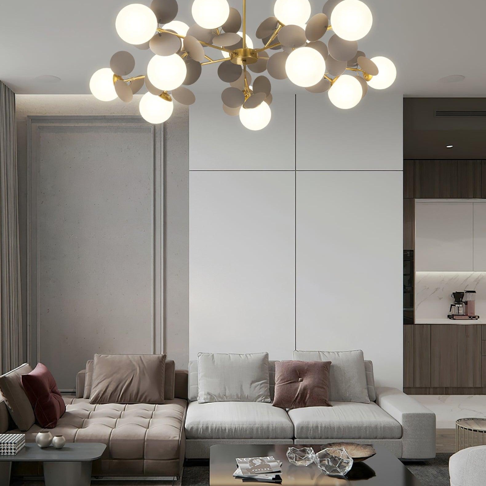 Ceiling Suspension Light In Off White Tree Design Lighting Lobby