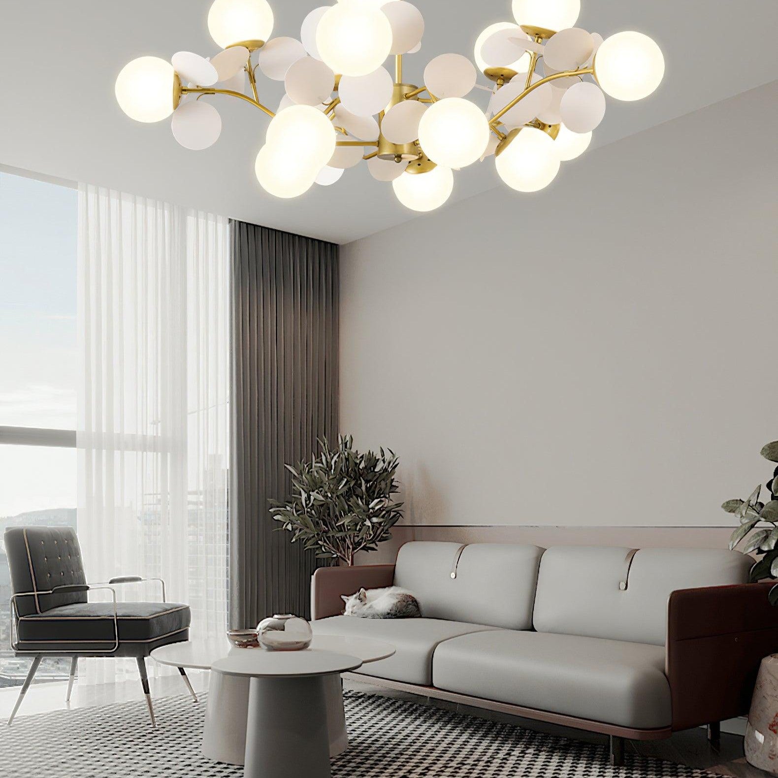 Ceiling Suspension Light In Off White Tree Design Lighting Lobby