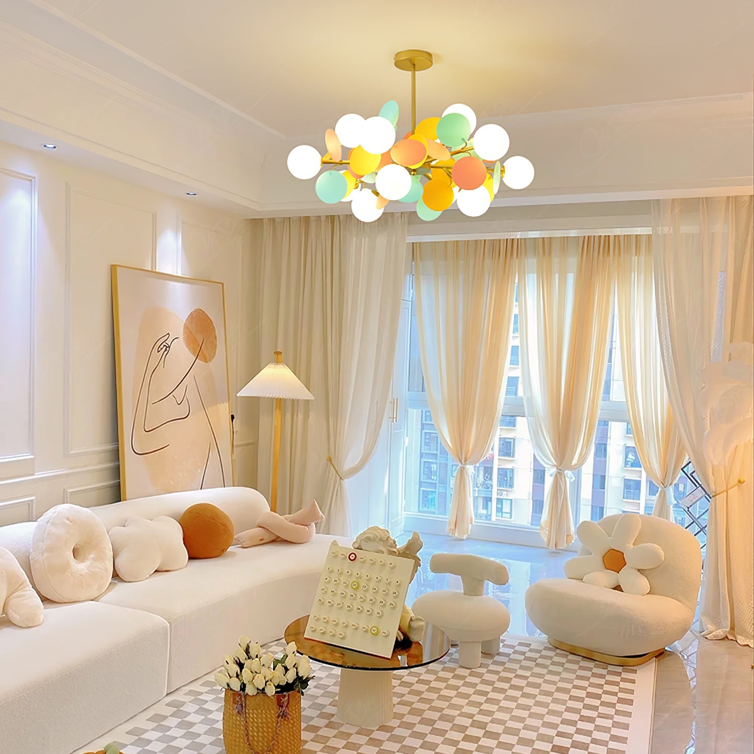 Ceiling Suspension Light In Off White Tree Design Lighting Lobby
