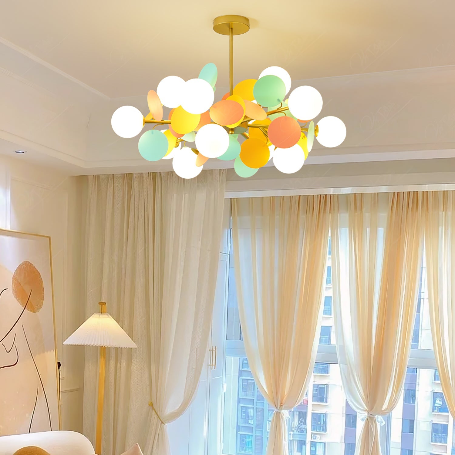 Ceiling Suspension Light In Off White Tree Design Lighting Lobby