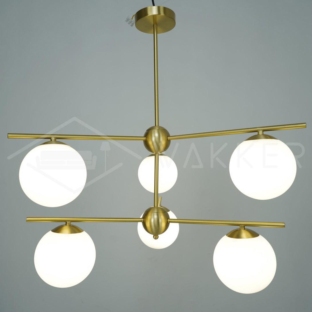 Ceiling Suspension with Sphere and Stem Lighting Lobby