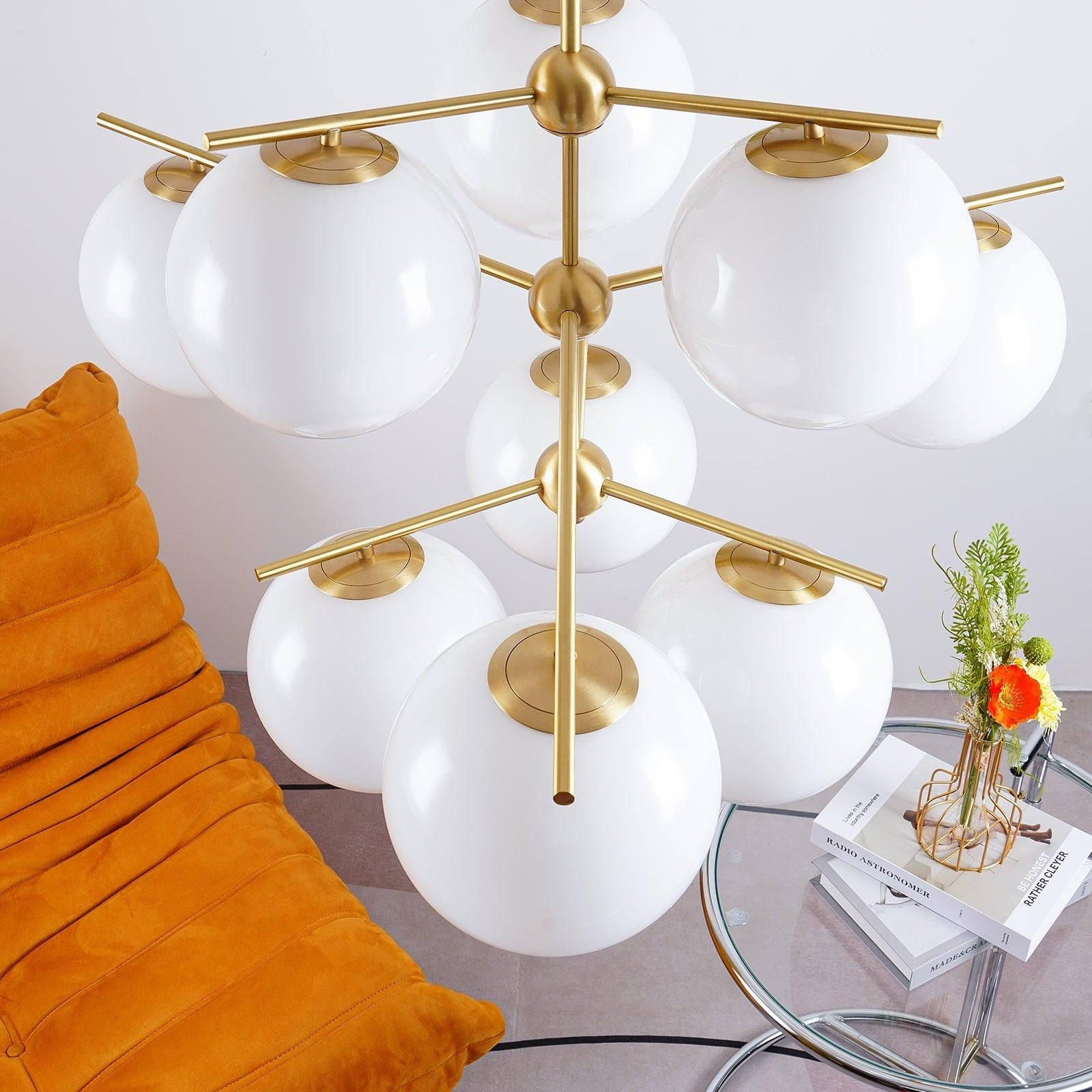 Ceiling Suspension with Sphere and Stem Lighting Lobby