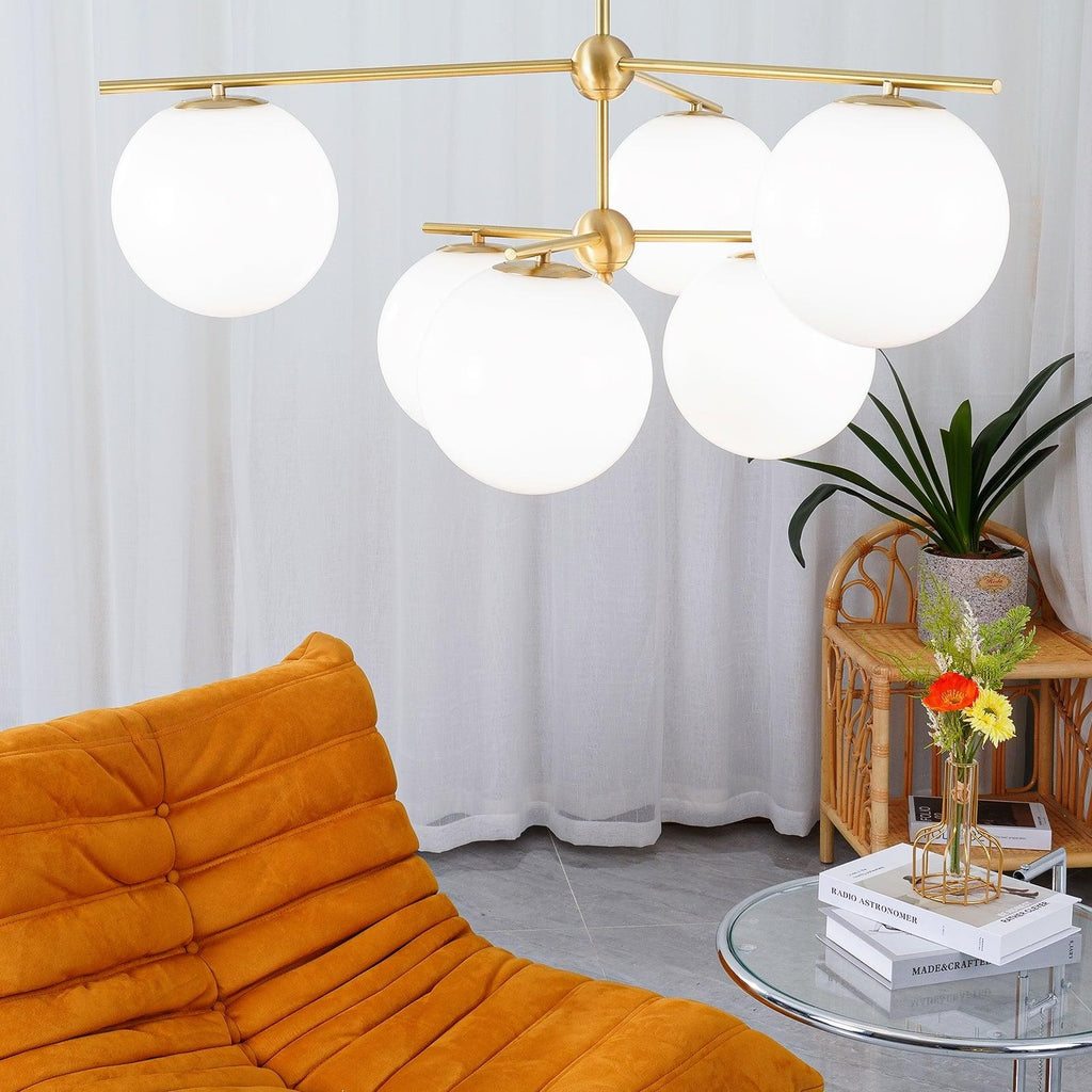 Ceiling Suspension with Sphere and Stem Lighting Lobby