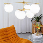 Ceiling Suspension with Sphere and Stem Lighting Lobby