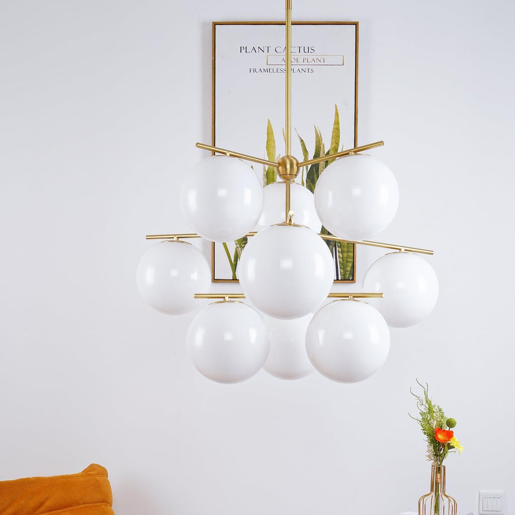 Ceiling Suspension with Sphere and Stem Lighting Lobby