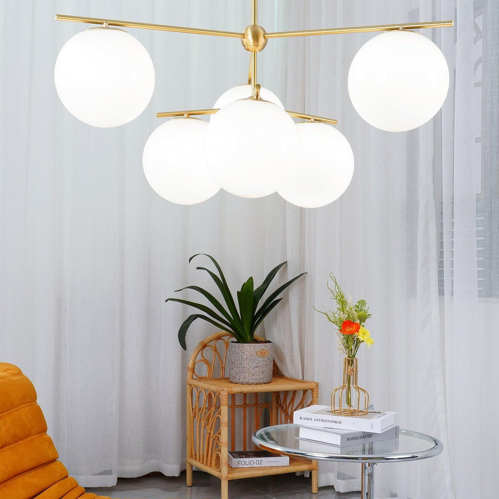 Ceiling Suspension with Sphere and Stem Lighting Lobby