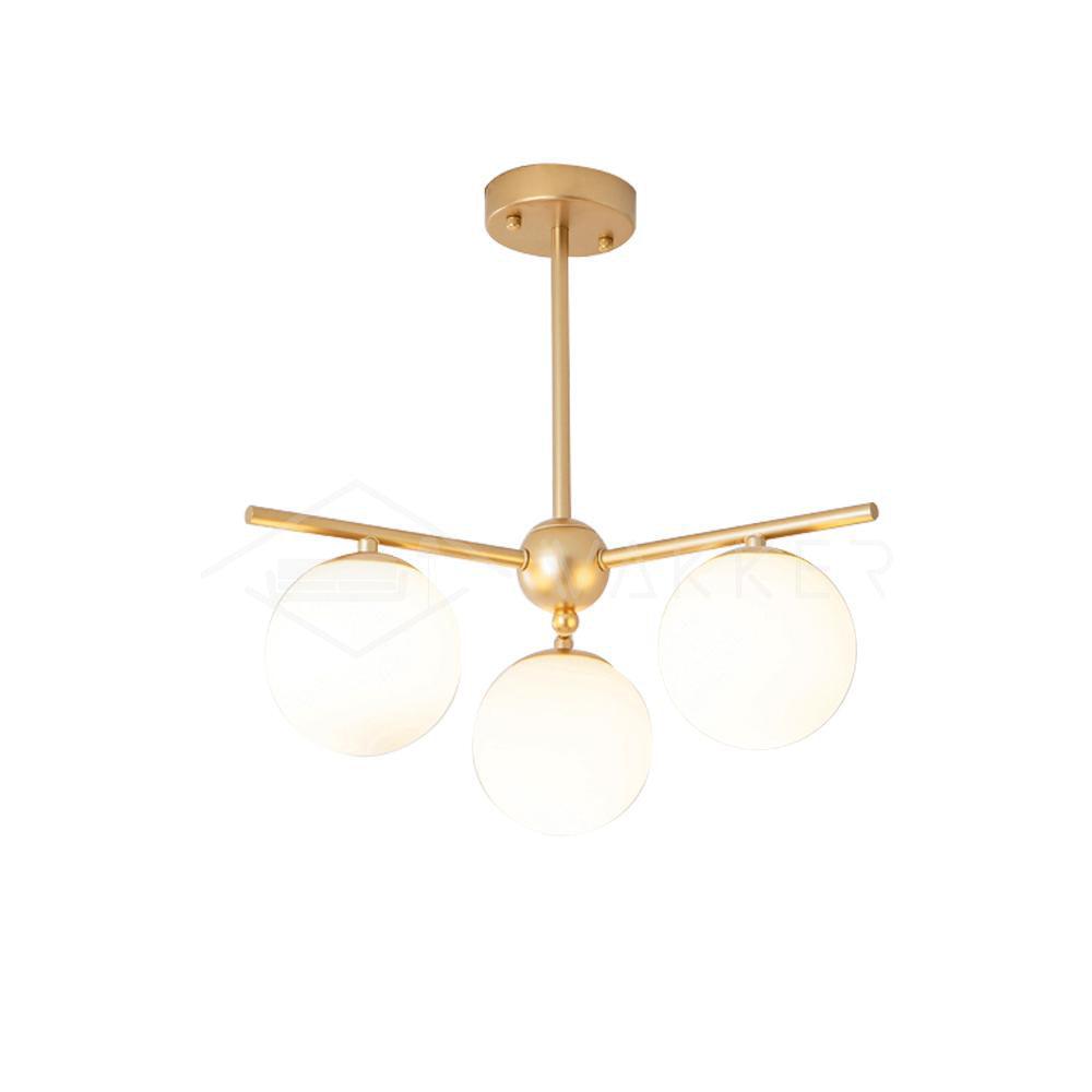 Ceiling Suspension with Sphere and Stem Lighting Lobby
