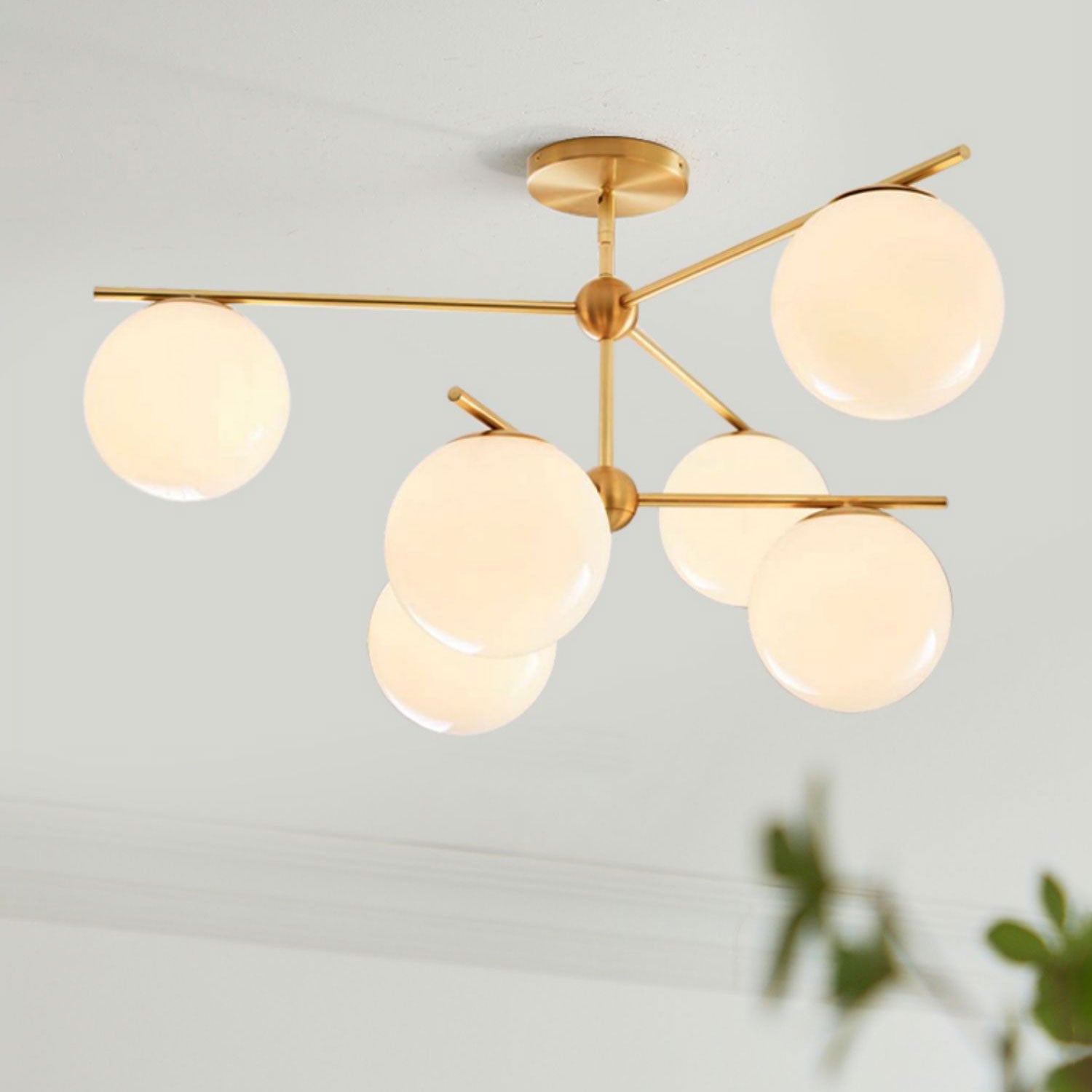 Ceiling Suspension with Sphere and Stem Lighting Lobby