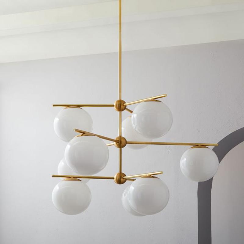 Ceiling Suspension with Sphere and Stem Lighting Lobby