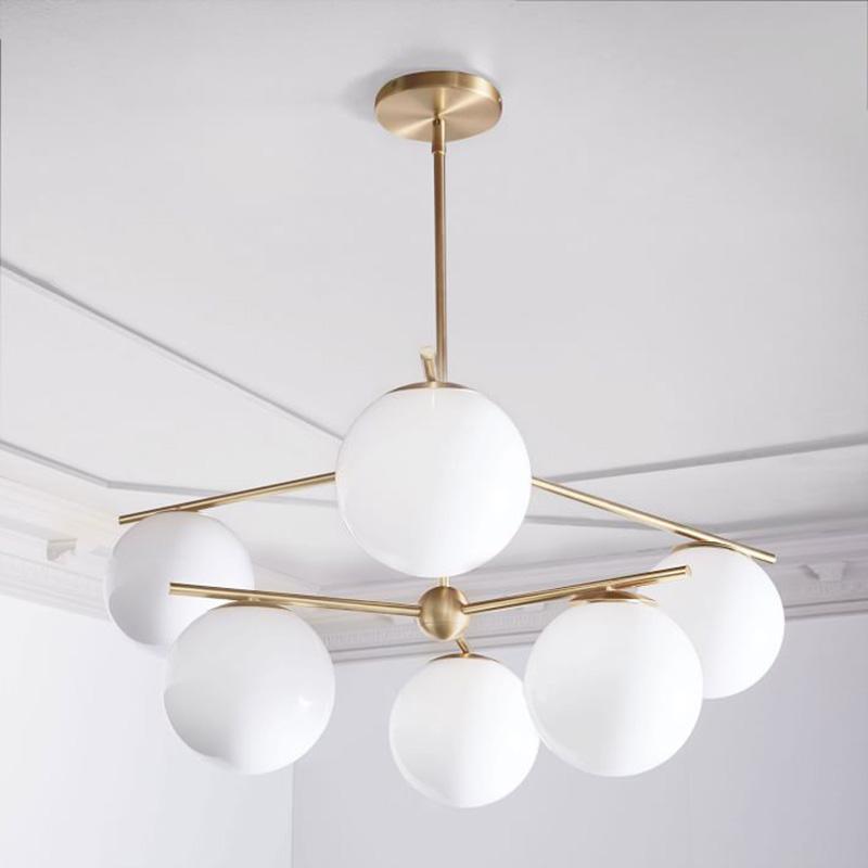 Ceiling Suspension with Sphere and Stem Lighting Lobby