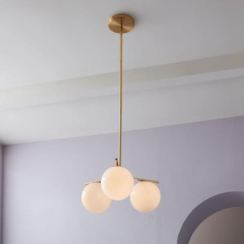 Ceiling Suspension with Sphere and Stem Lighting Lobby