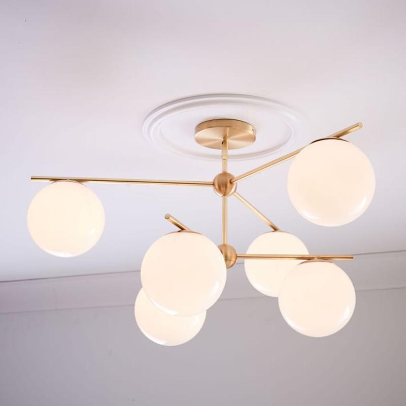 Ceiling Suspension with Sphere and Stem Lighting Lobby
