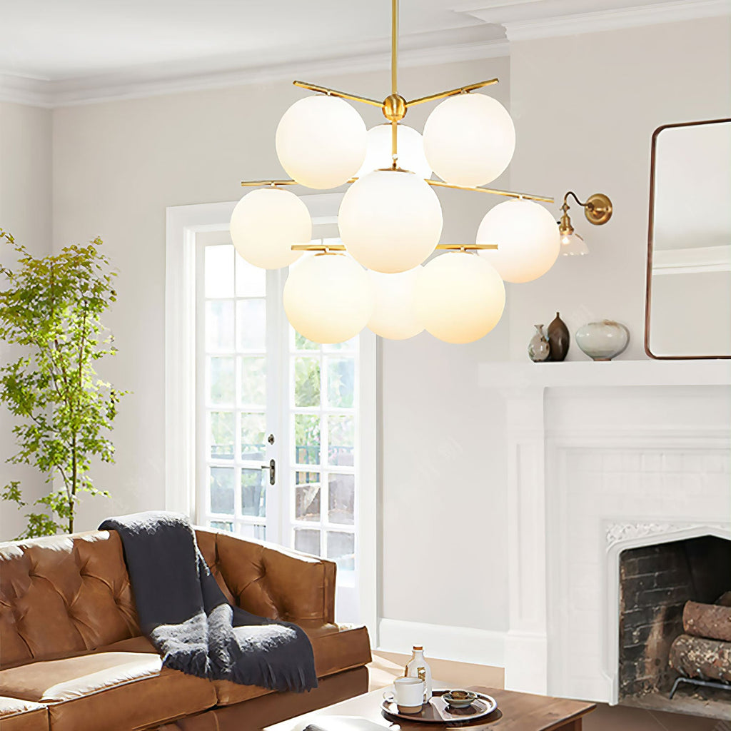 Ceiling Suspension with Sphere and Stem Lighting Lobby