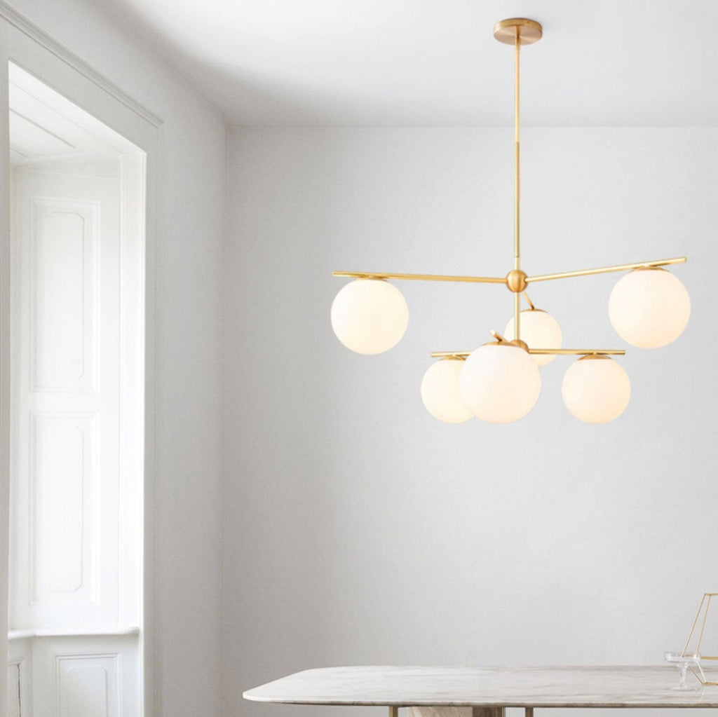 Ceiling Suspension with Sphere and Stem Lighting Lobby