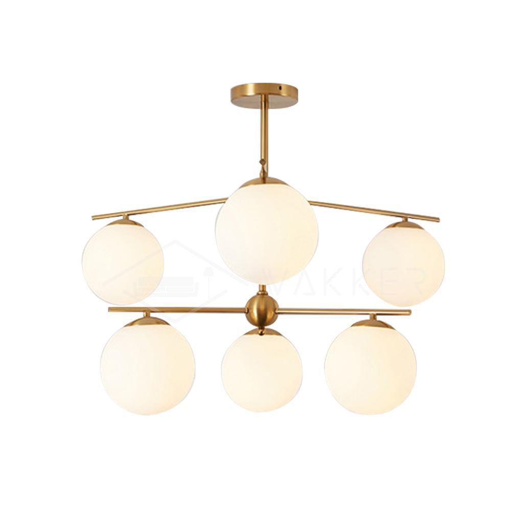 Ceiling Suspension with Sphere and Stem Lighting Lobby