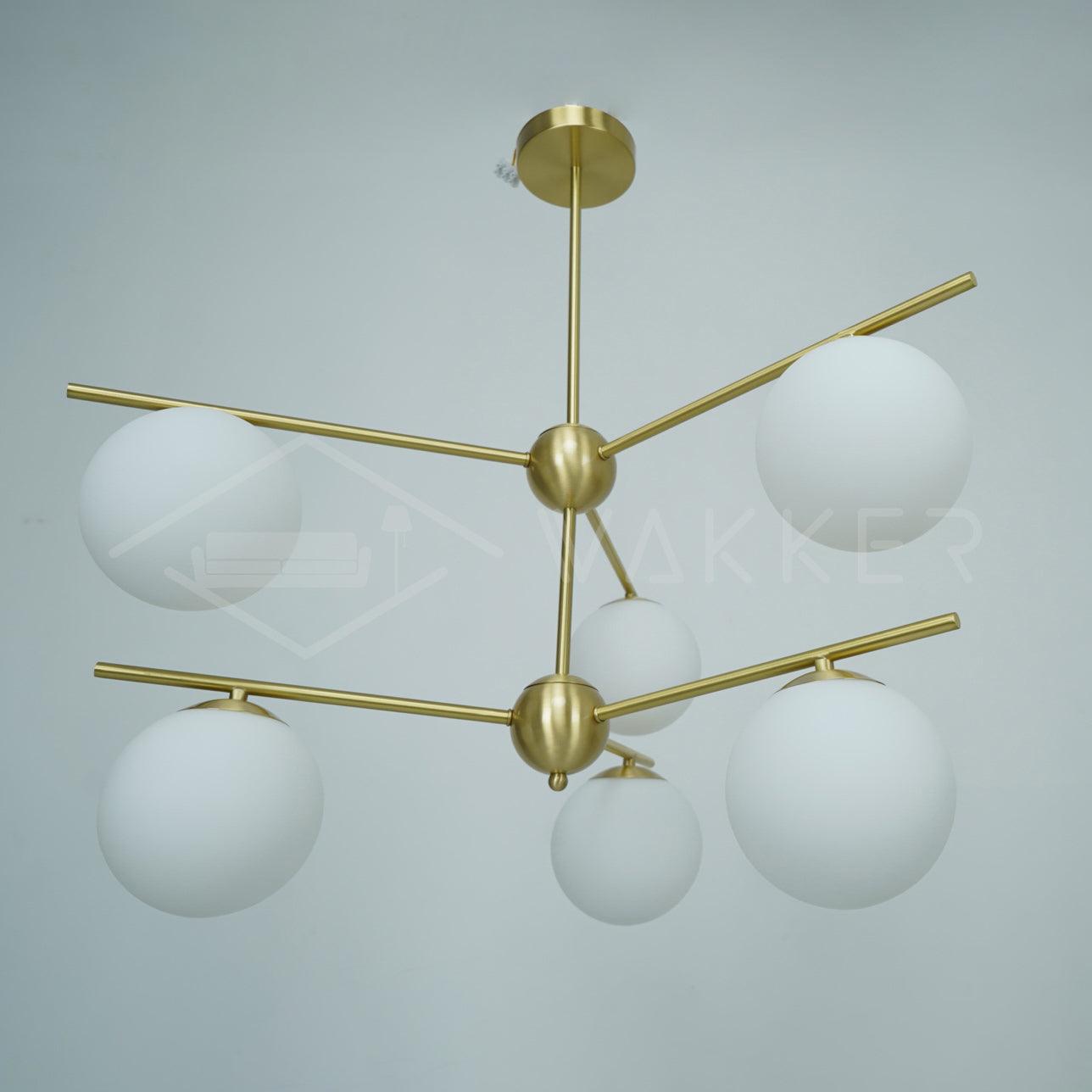 Ceiling Suspension with Sphere and Stem Lighting Lobby