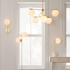 Ceiling Suspension with Sphere and Stem Lighting Lobby
