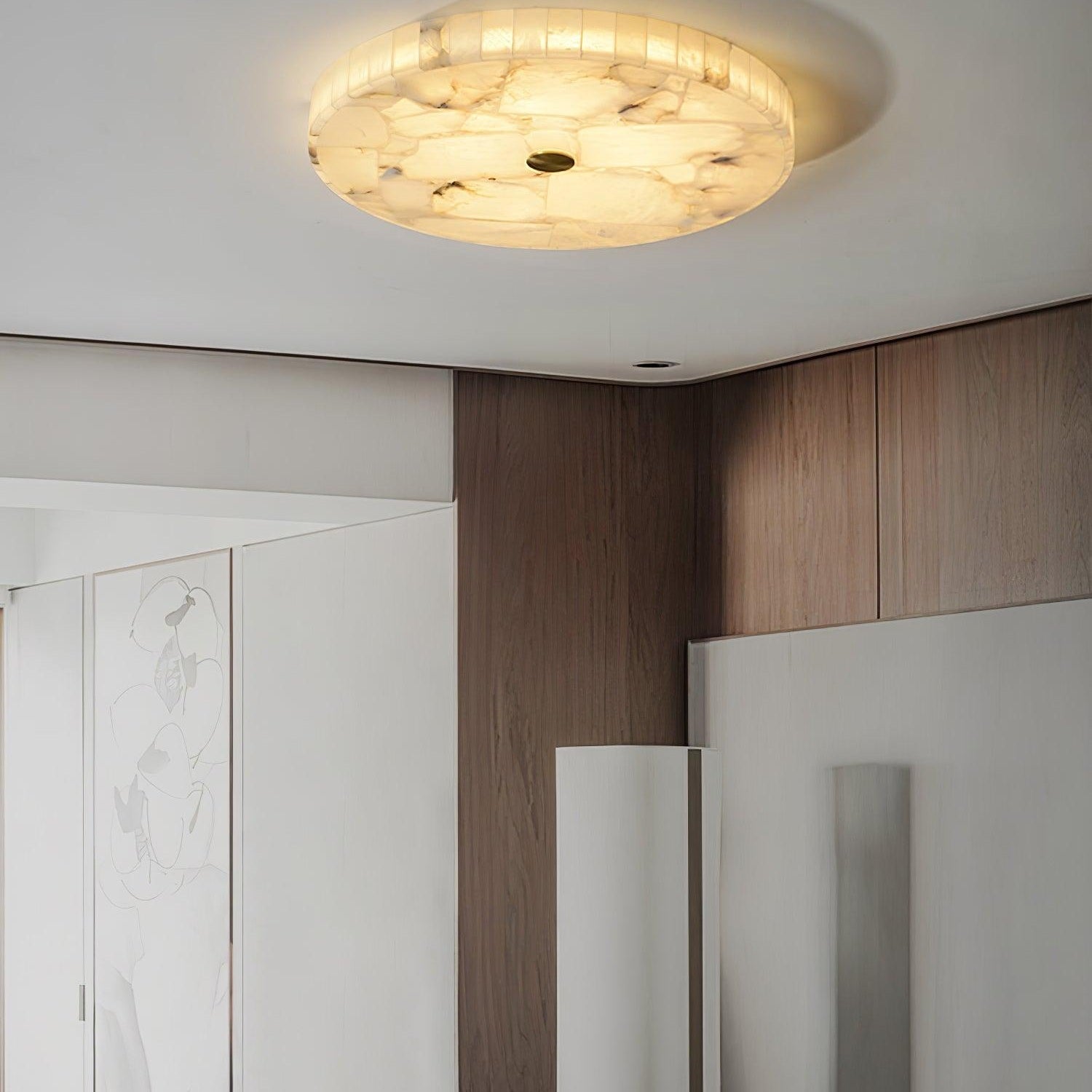 Circular Alabaster Ceiling Pendant Lighting Lobby