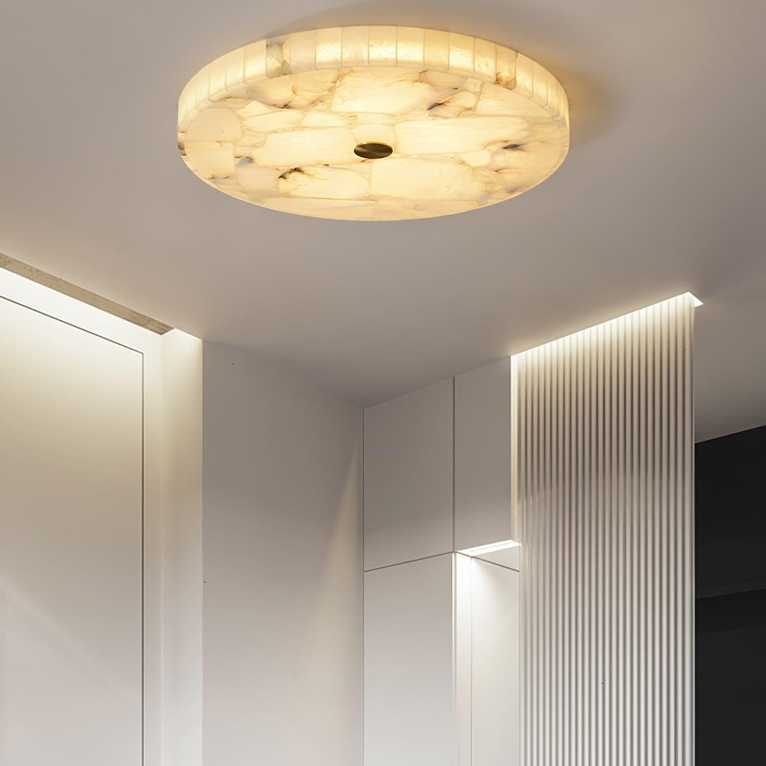 Circular Alabaster Ceiling Pendant Lighting Lobby