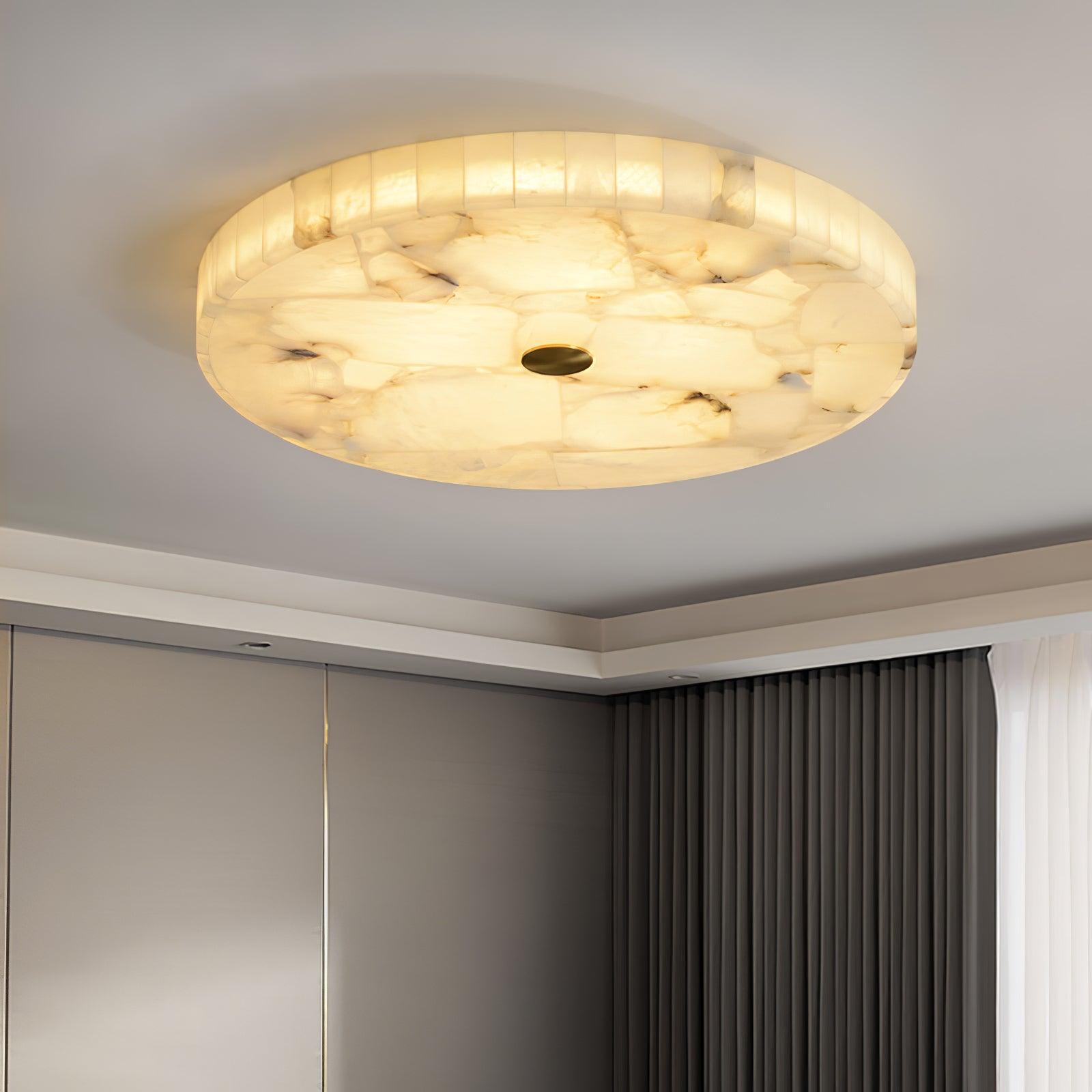 Circular Alabaster Ceiling Pendant Lighting Lobby