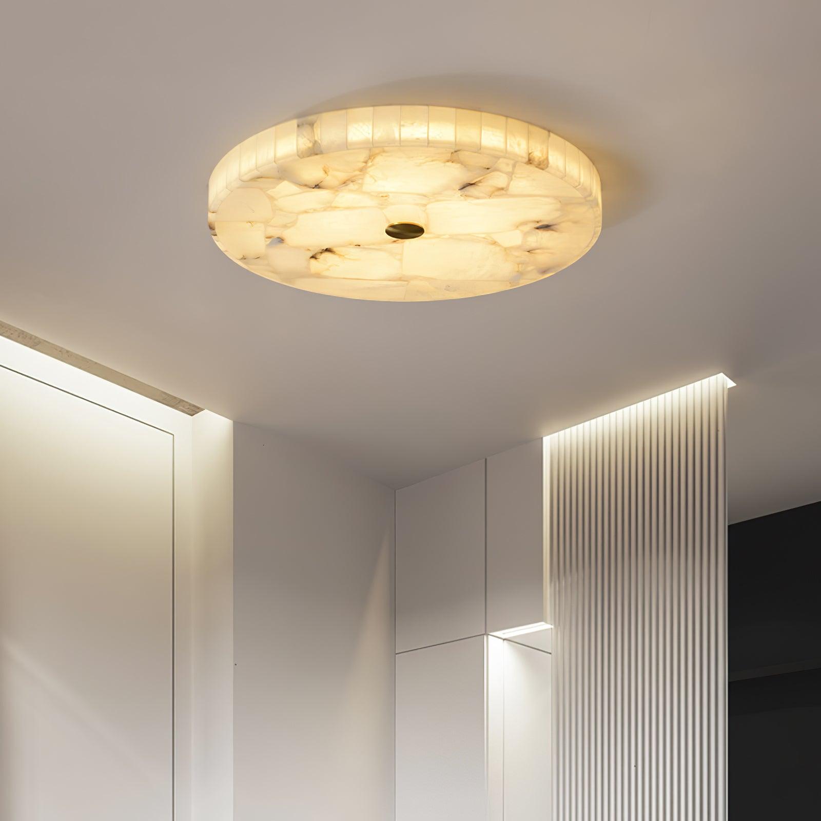 Circular Alabaster Ceiling Pendant Lighting Lobby