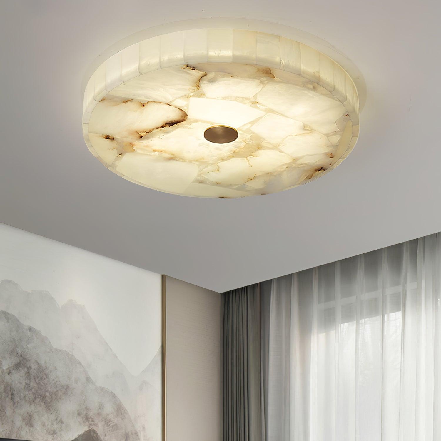 Circular Alabaster Ceiling Pendant Lighting Lobby