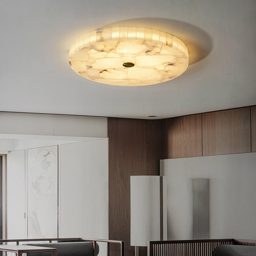 Circular Alabaster Ceiling Pendant Lighting Lobby