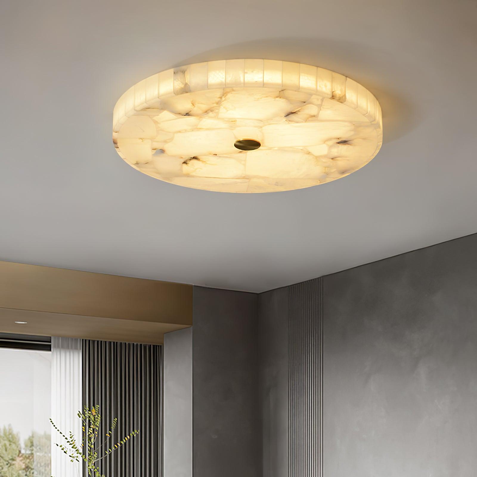 Circular Alabaster Ceiling Pendant Lighting Lobby