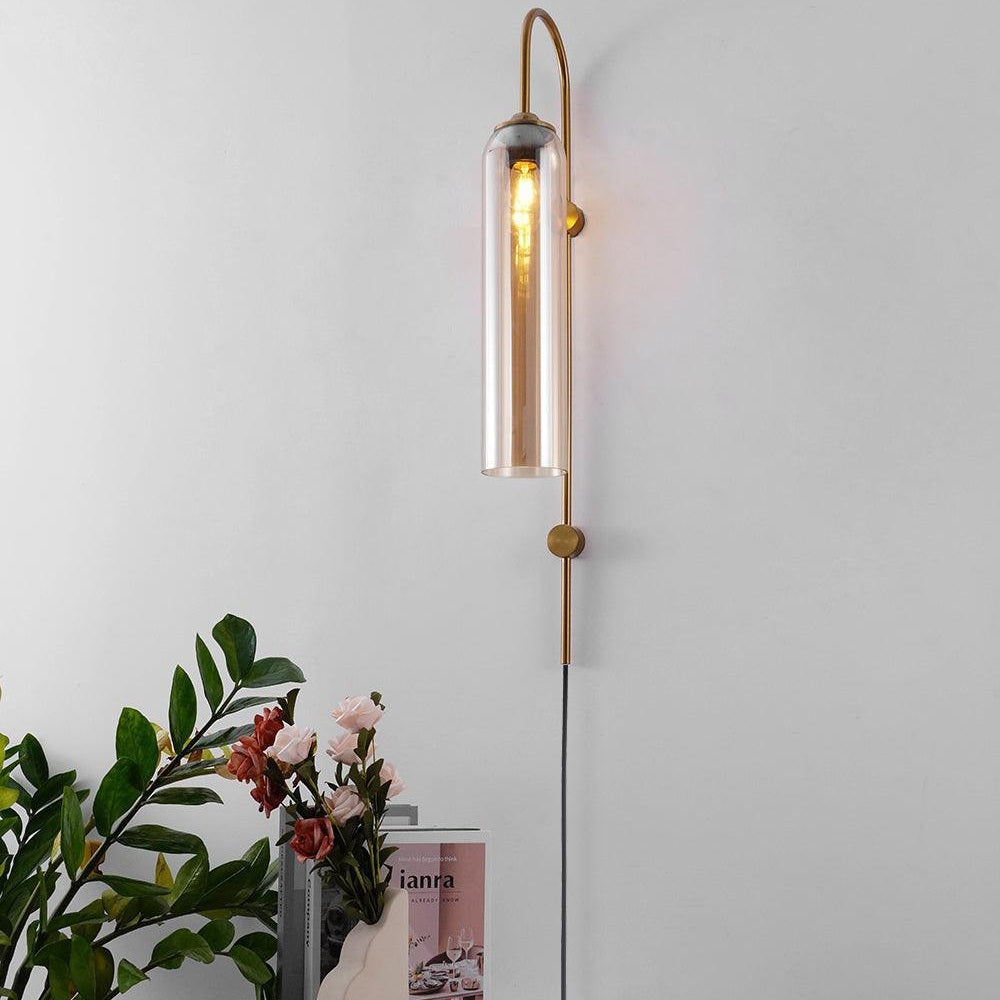 Contemporary Glass Plug-In Wall Sconce Lighting Lobby