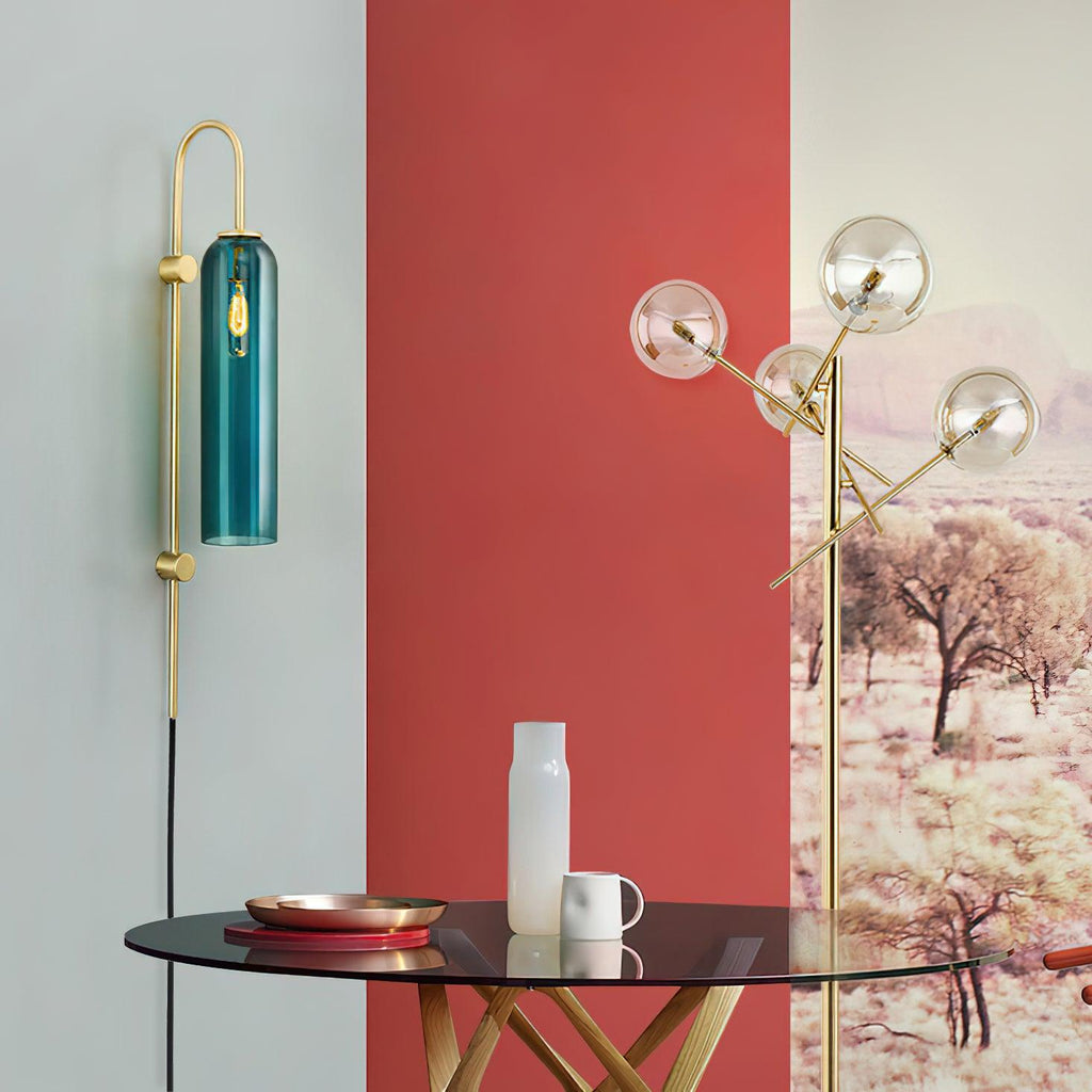 Contemporary Glass Plug-In Wall Sconce Lighting Lobby