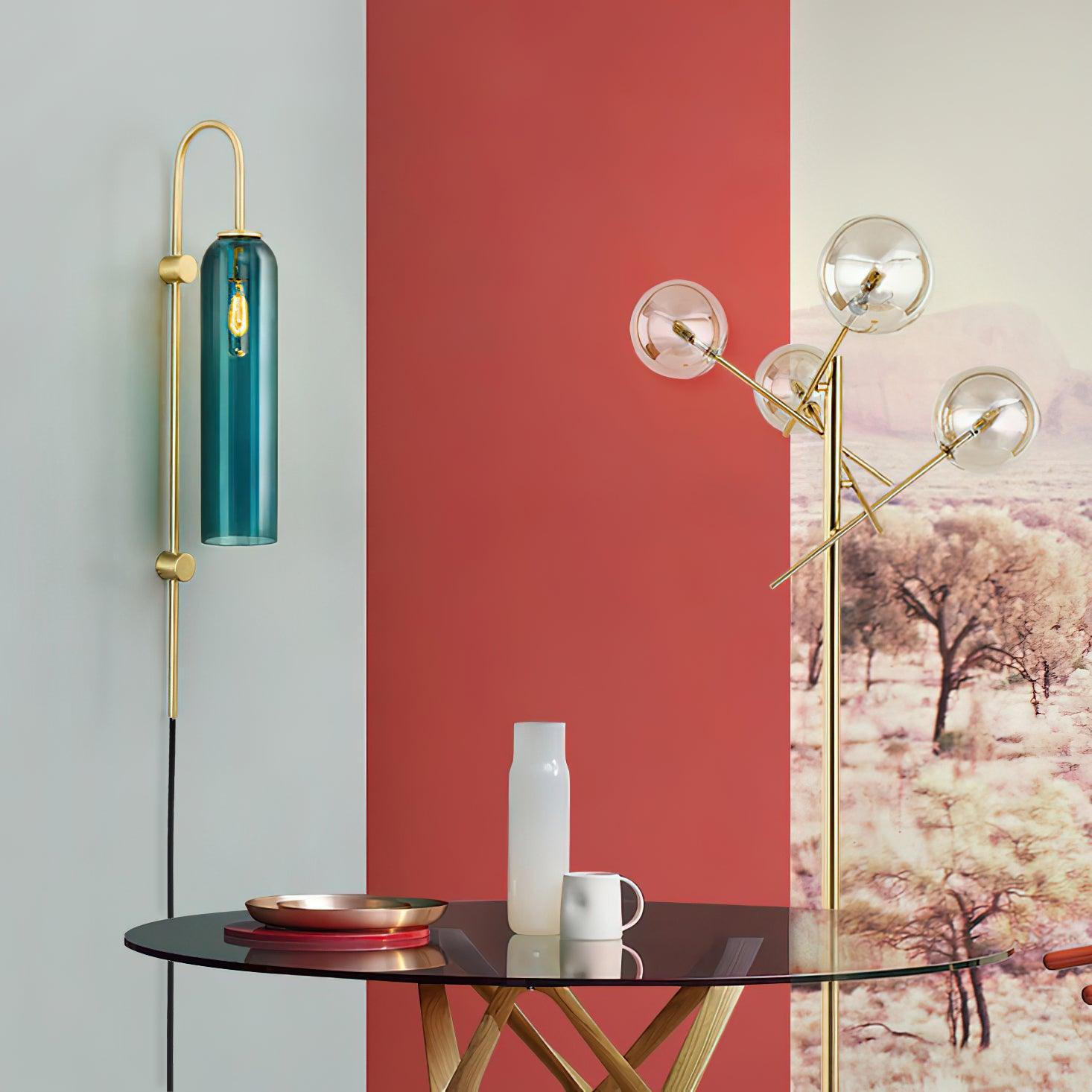 Contemporary Glass Plug-In Wall Sconce Lighting Lobby