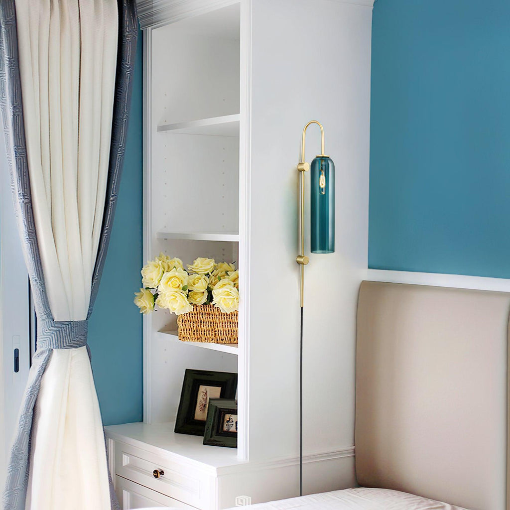 Contemporary Glass Plug-In Wall Sconce Lighting Lobby