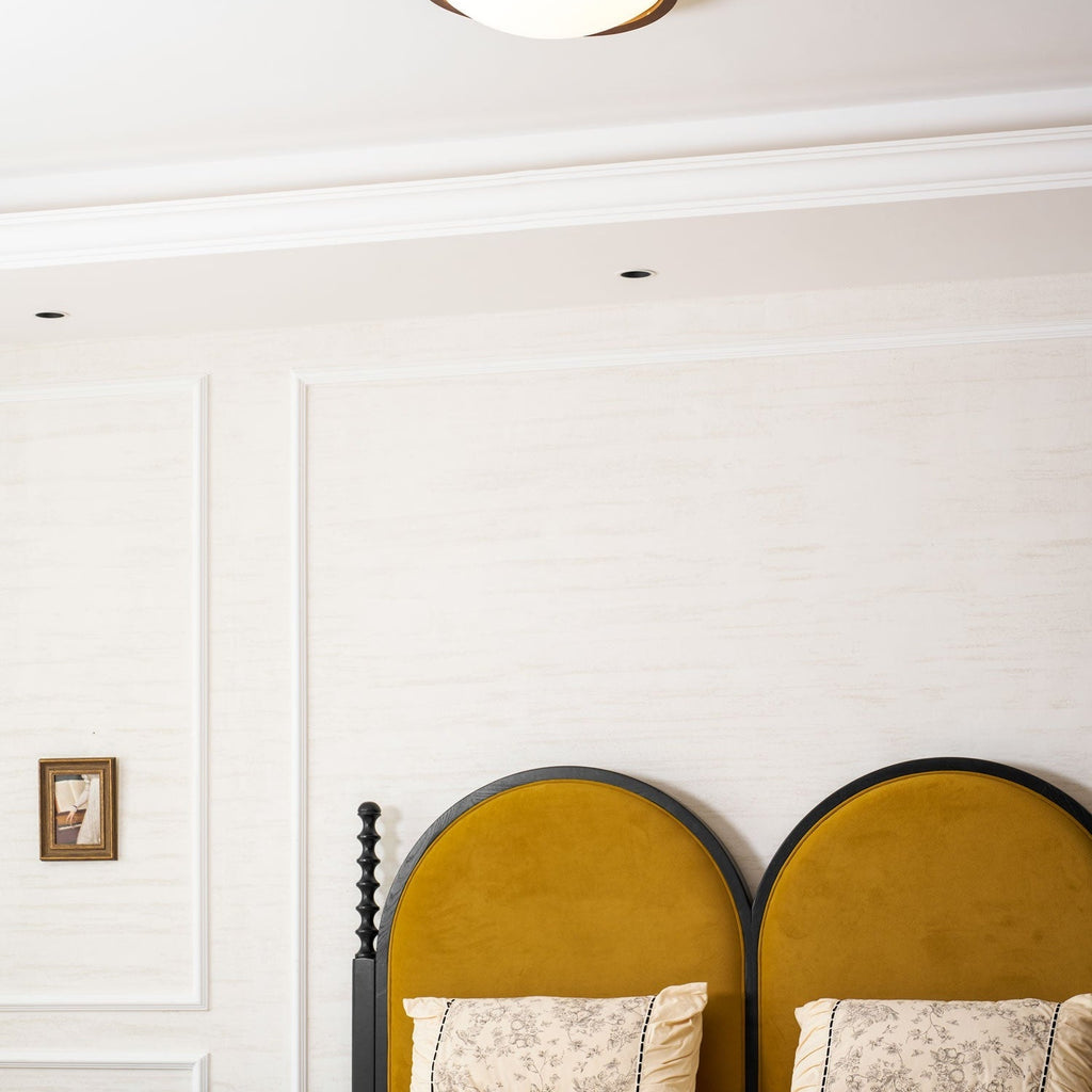 Curved Edge Walnut Ceiling Fixture Lighting Lobby