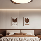 Curved Edge Walnut Ceiling Fixture Lighting Lobby