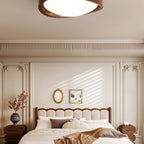 Curved Edge Walnut Ceiling Fixture Lighting Lobby