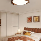 Curved Edge Walnut Ceiling Fixture Lighting Lobby