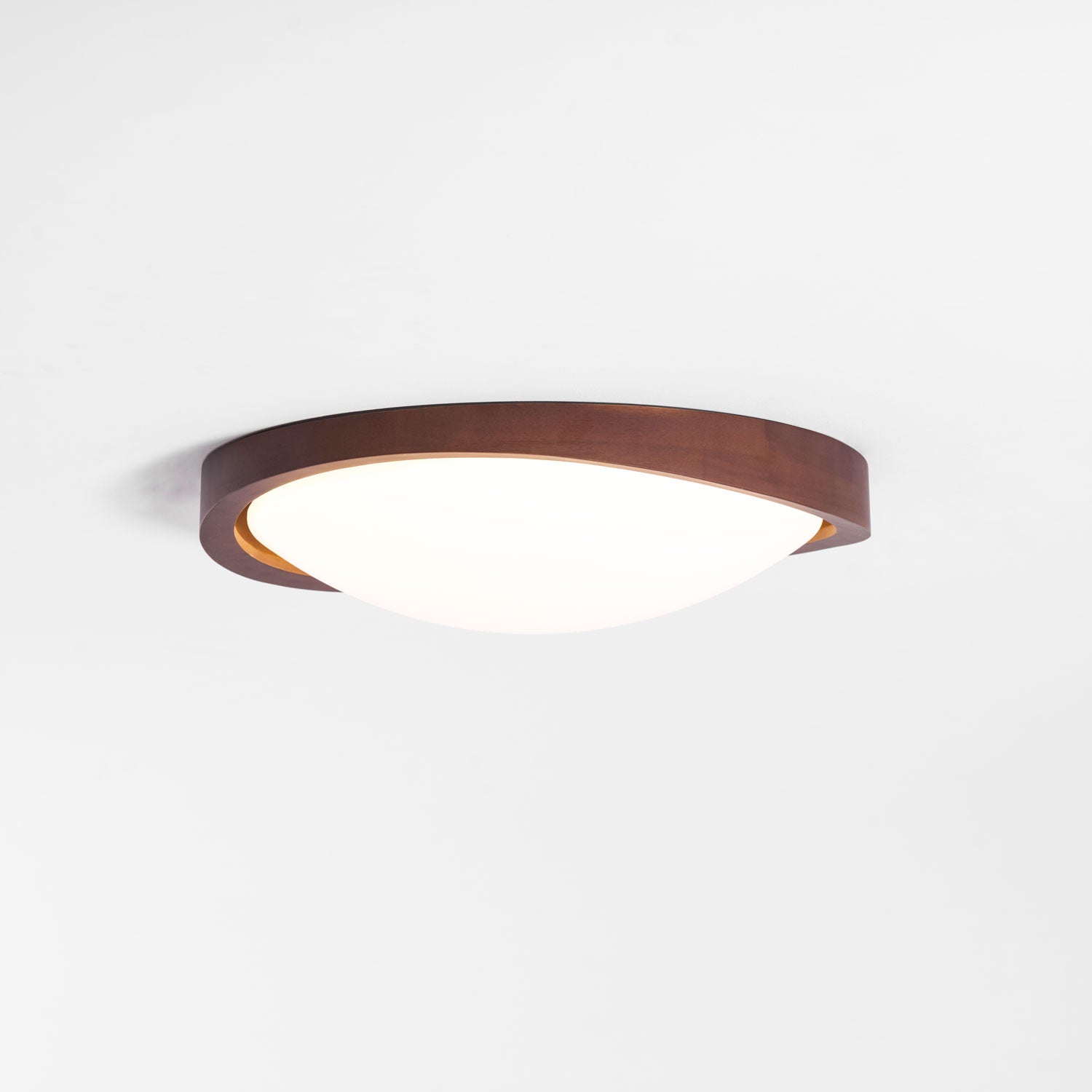 Curved Edge Walnut Ceiling Fixture Lighting Lobby
